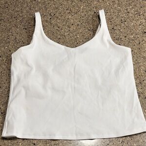 SPANX White Ribbed V-Neck Tank Top - Women LARGE